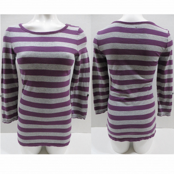 American Eagle top Medium striped tab sleeve - Picture 1 of 7
